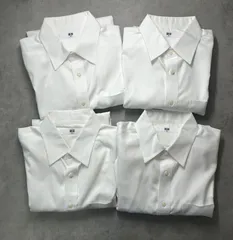 【4枚セット】ユニクロ エクストラファインコットンブロードシャツ 白 XSサイズ 439605 ボタンダウン 長袖 ホワイト ビジネス カジュアル まとめ売り UNIQLO 肩幅38cm 身幅43cm 着丈75cm 袖丈56cm