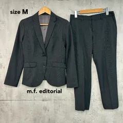 m.f. editorial エムエフエディトリアル パンツスーツ セットアップ テーラードジャケット スラックス 2点 上下 センタープレス 2ボタン 総柄 2B 2タック オフィス カジュアル グレー系 626659 Mサイズ ★ ■■