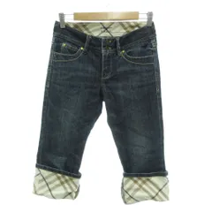 バーバリーブルーレーベル BURBERRY BLUE LABEL 美品 ハーフパンツ デニム ジーンズ チェック柄 25 インディゴ /MG ■ECD001