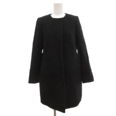 美品 ADORE アルパカ×ウール ノーカラーシャギーコート ゆったり 黒 38 