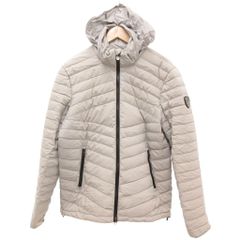 エンポリオアルマーニ EMPORIO ARMANI EA7 ダウンジャケット ブルゾン L ワッペン ジップアップ フード付き グレー /JS ■GY42