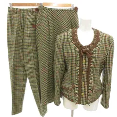 カネコイサオ KANEKO ISAO 美品 セットアップ 3点セット ウール  マルチカラー チェック柄 ノーカラー ロングスカート  /HW ■ECD001