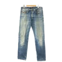 ディーゼル DIESEL デニム ジーンズ ロゴ ダメージ加工 ボタンフライ 29 ブルー /HK ■GY18