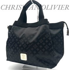 【B4874】 【美品】 CHRISTIAN OLIVIER クリスチャンオリビエ ハンドバッグ モノグラム ナイロン ブラック レディース