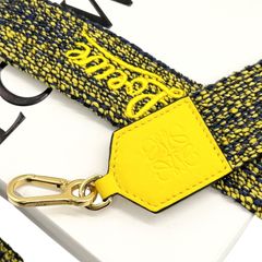 未使用/箱付き　LOEWE　ロエベ　ショルダーストラップ　イエロー　ネイビー　約98cm　ロゴ　刺繍　キャンバス　バンドリエール　斜め掛け　クロスボディ　アナグラム　ストラップ　のみ　単品　dk16