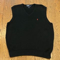 ビンテージ ポロ ラルフローレン コットンニット ベスト ブラック 90s