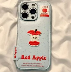 立体アップル刺繍デザイン iPhone17 ケース iPhone16 Pro Max / 14 / 13 / 15 Pro対応 スマホケース