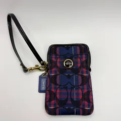 COACH コーチ 化粧ポーチ ミニポーチ 小物入れ チェック柄 ストラップ付き