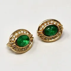 Grosse グロッセ エメラルド風 イヤリング ゴールド ストーン ヴィンテージ アクセサリー 管理番号ARCANKO1648
