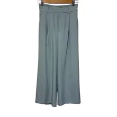  美品 ROPE' PICNIC ロペピクニック センタープレス ワイドパンツ ブルー 36 レディース【B102】