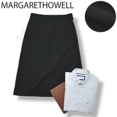【極美品】 【上品】 日本製 マーガレットハウエル MARGARETHOWELL  ミモレ丈 Aライン フレア スカート 3 ブラック シンプル 無地 モード トラッド カジュアル レディース ♪