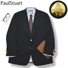 90s ヴィンテージ ポールスチュアート PaulStuart 2B シングル テーラード ジャケット ブレザー 金ボタン ノッチドラペル センターベント 総裏地 AB6 ネイビー アメトラ メンズのサムネイル