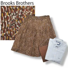 ブルックスブラザーズ Brooks Brothers 膝丈 シルク シフォン ギャザー スカート 総裏地 0 総柄 ブラウン ブリティッシュ カジュアル シティールック レトロ レディース ♪のサムネイル
