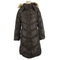 ユニクロ UNIQLO ダウンコート フード フェイクファー ブラウン M 251209E