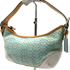 コーチ COACH ショルダーバッグ ミニシグネチャー キャンバス レザー ワンショルダー 半月型 ブルー ホワイト レディース ハンドバッグ 肩掛け アクセサリーポーチ ミニバッグ ロゴチャーム シグネチャー柄 コンパクト おしゃれ 人気 ブランド