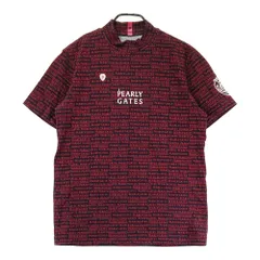 サイズ：5 PEARLY GATES パーリーゲイツ  モックネック半袖Ｔシャツ ロゴ柄 レッド系 [240101571985] ゴルフウェア メンズ ストスト