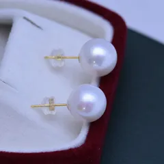 AAAAラウンド型パールピアス淡水パール 10-11mm　　925シルバー真珠レディースピアス結婚記念　ハンドメイドアクセサリー