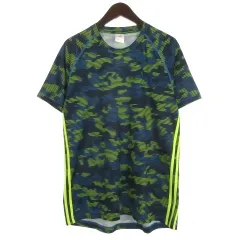 アディダス adidas Tシャツ 半袖 総柄 スポーツウェア ネイビー イエロー 2XO 260226E ■GY12