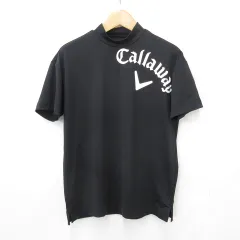 キャロウェイ CALLAWAY ゴルフ スポーツウエア モックネック シャツ ハイネック 半袖 プリント 黒 ブラック  L