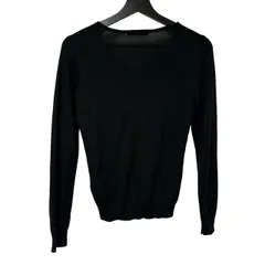 UNIQLO ユニクロ Vネック ニット セーター 黒 S レディース ウール混 薄手 ブラック【B102】
