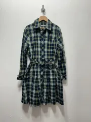 ウールチェックシャツワンピース L