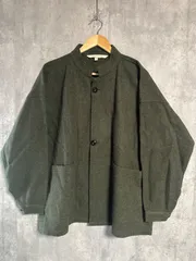LaneFortyfive レーンフォーティーファイブ ウール ジャケット 40 L カーキ 深緑 イギリス製 ワークジャケット スクエア スタンドカラー マオカラー ノーカラー ブルゾン メイデンカンパニー ユーロ ヴィンテージ 45s ハンドメイド メンズ