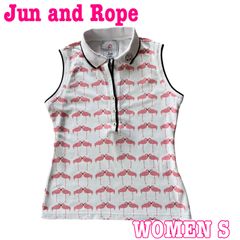 Jun&Rope ジュンアンドロペ フラミンゴ柄 速乾性 ストレッチ ノースリーブ ポロシャツ S