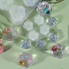 No.495 肉球 シリコンモールド Sサイズ 4区画 レジン ハンドメイド アクセサリー 型