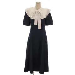 トッコ TOCCO ワンピース フレア ロング 半袖 ネイビー M ■FF