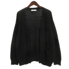 インヘリット INHERIT オーバーサイズ ヘビーウェイト コットン カーディガン ニット 長袖 ブラック M 260213E