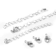 【サージカルステンレス 316 】 アジャスター カニカン 5個ずつセット シルバー ハンドメイド ネックレス パーツ 材料 アクセサリーパーツ 問屋 専門店