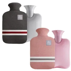 bottle キャンプ bag エコ湯たんぽ water hot 省エネ 水袋 電気不要 湯タンポ 繰り返し使用可 柔らか pvc 防寒 注水式 冷え性対策グッズ 容量2L 暖房 カバー付き 布団 2個セット ゆたんぽ 温める お湯 便利グッズ 湯たんぽ N