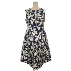 cawaii ワンピース ひざ丈 ノースリーブ 総柄 ネイビー ■GY12