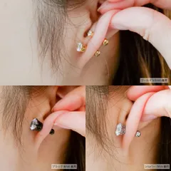 【幅5mm 色：ゴールド】[Adelina Style] 3Aジルコニア 1粒ピアス 6本爪 サージカルステンレス スタッドピアス 金属アレルギー対応 プレゼント