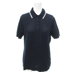 ブルックスブラザーズ BROOKS BROTHERS 美品 ポロシャツ コットンニット M ネイビー 紺 半袖 透かし編み /IU