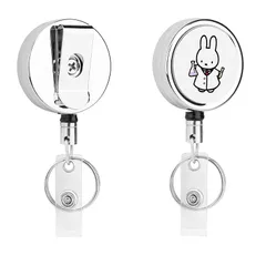 【新品】 ミッフィー 吊り下げ名札用リール キャラクター 納式バッジホルダー 名札ホルダー リールストラップ リールクリップ 円形 伸縮自在 IDバッジホルダー 落下防止 格納式バッジリール 紛失防止 IDカードホルダー 定期入れ パスケース IDカードリ 1