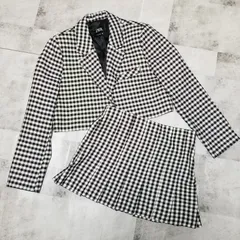 【極美品】ZARA ザラ ギンガムチェック クロップド スカート セットアップ Lサイズ ブラック/ホワイト 短丈 ミニスカート 1ボタン