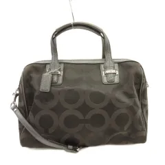 コーチ COACH シグネチャー オプアート ボストンバッグ 2way ショルダーバッグ ブラウン系