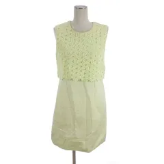 シーバイクロエ SEE BY CHLOE 花柄レース ワンピース ノースリーブ ひざ丈 36 イエロー ■TC