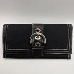 COACH コーチ シグネチャー 長財布 キャンバス レザー 黒 ブラック