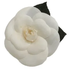 シャネル CHANEL カメリア ブローチ コサージュ フランス製 ホワイト ☆AA★