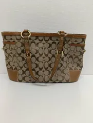 【中古品】 COACHコーチ シグネチャー トートバッグ  11237 茶ブラウン ハンドバッグ 肩掛け 手提げ バッグかばん 現状品