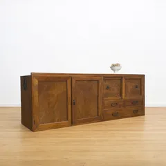 ローボード　木製　開戸　収納棚　2A042　古道具　古家具　ビンテージ　アンティーク