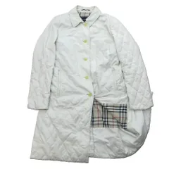 バーバリー ロンドン BURBERRY LONDON キルティングコート ロング 裏地ノバチェック 白系 ホワイト系 約M IBO85 1217