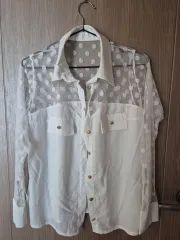 白ドット シースルーブラウス