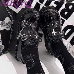 NewRock風 厚底ブーツ y2k 地雷 パンク 25cm - メルカリ