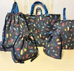 【匿名配送】ハンドメイド　入園入学5点セットNO.251 働く車柄　超撥水