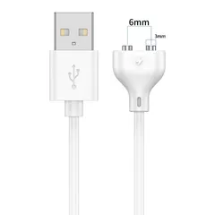 磁気充電ケーブル 2ピン USB-A ピン間6mm 約80cm マグネット充電コード 洗顔ブラシ・小型美容機器対応 ka10000a766