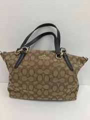 【中古品】 COACHコーチ シグネチャー トートバッグ ハンドバッグ  F27582  茶ブラウン 肩掛け 手提げ バッグかばん 現状品