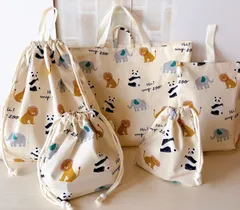 【匿名配送】ハンドメイド　入園入学5点セットNO.271 動物柄